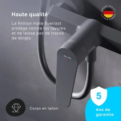 Robinet De Douche|Am.Pm Europe Mitigeur de douche mécanique Robinet Salle de Bain Noir, FTA20022 Hit AM.PM