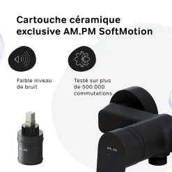 Robinet De Douche|Am.Pm Europe Mitigeur de douche mécanique Robinet Salle de Bain Noir, FTA20022 Hit AM.PM