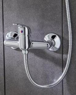 Robinet De Douche| Mitigeur de douche mécanique entraxe 150 mm Arborg en laiton chromé