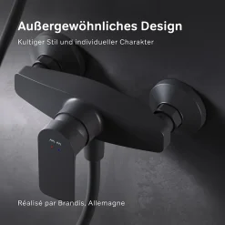 Robinet De Douche|Am.Pm Europe Mitigeur de douche mécanique Robinet de douche Noir, Flash FNA20022 AM.PM