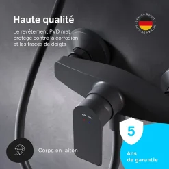 Robinet De Douche|Am.Pm Europe Mitigeur de douche mécanique Robinet de douche Noir, Flash FNA20022 AM.PM