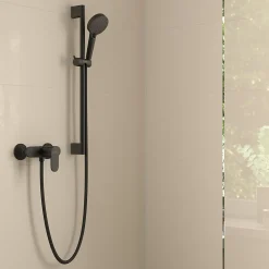 Hansgrohe Mitigeur de douche mécanique noir mat avec douchette, flexible et barre réglable, Vernis Blend