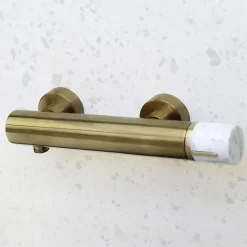 Robinet De Douche|Essebagno Mitigeur de douche mécanique, doré et marbre blanc, Manopola