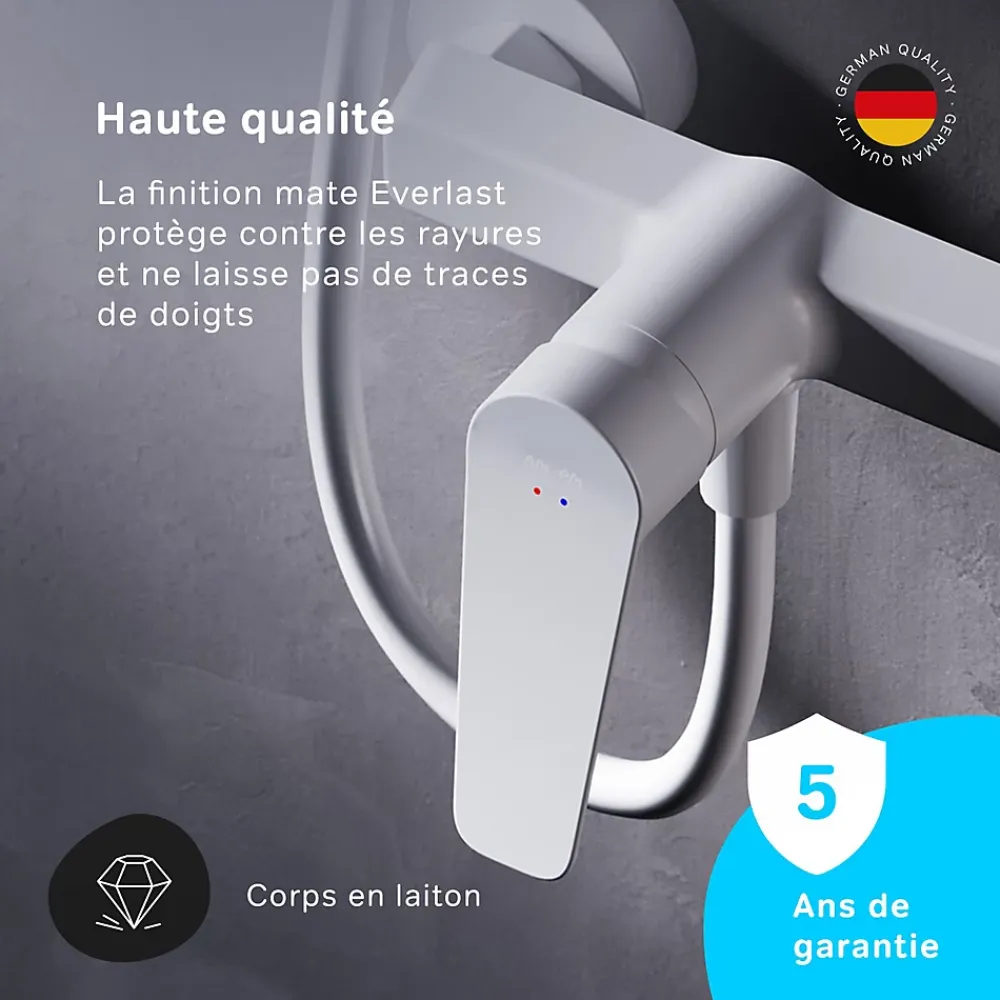 Am.Pm Europe Mitigeur de douche mécanique Robinet Salle de Bain Blanc, FTA20033 Hit AM.PM