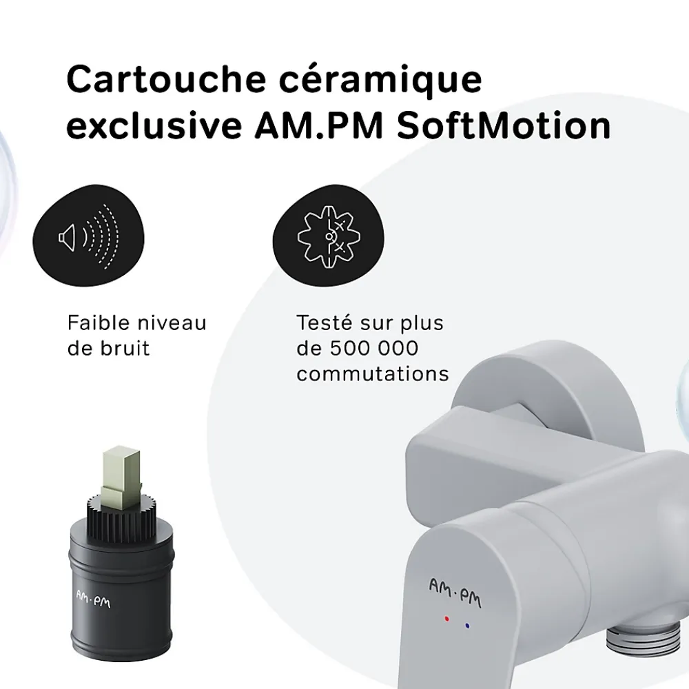 Am.Pm Europe Mitigeur de douche mécanique Robinet Salle de Bain Blanc, FTA20033 Hit AM.PM