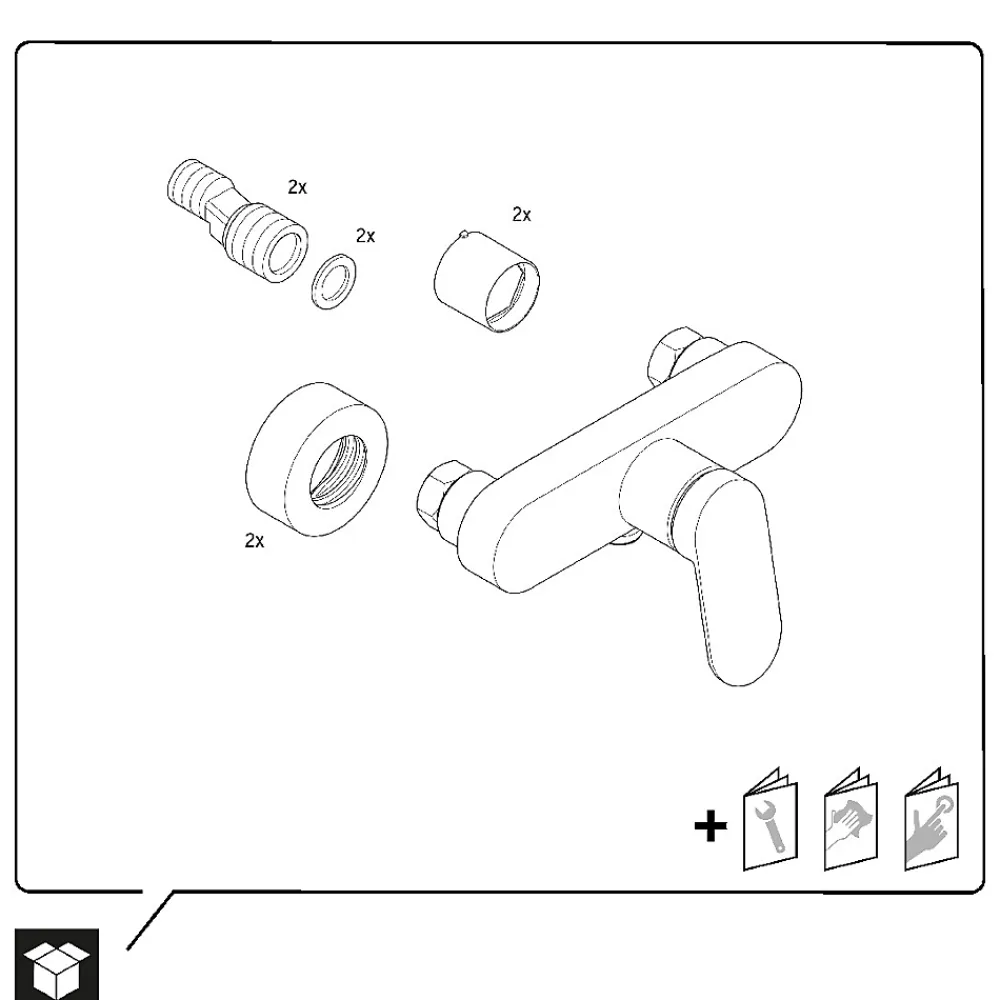 Robinet De Baignoire|Duravit Mitigeur de douche monocommande Chrome - apparent - 1 sortie - 21,6x16,5x11,3 - Wave