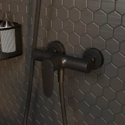 Robinet De Douche|GoodHome Mitigeur de douche noir Cavally