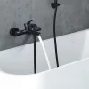 Homelody Mitigeur de Douche Robinet de Baignoire Mecanique Monocommande Double Sortie Mural Acier Inoxydable Noir Pour Baignoire