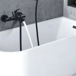 Homelody Mitigeur de Douche Robinet de Baignoire Mecanique Monocommande Double Sortie Mural Acier Inoxydable Noir Pour Baignoire