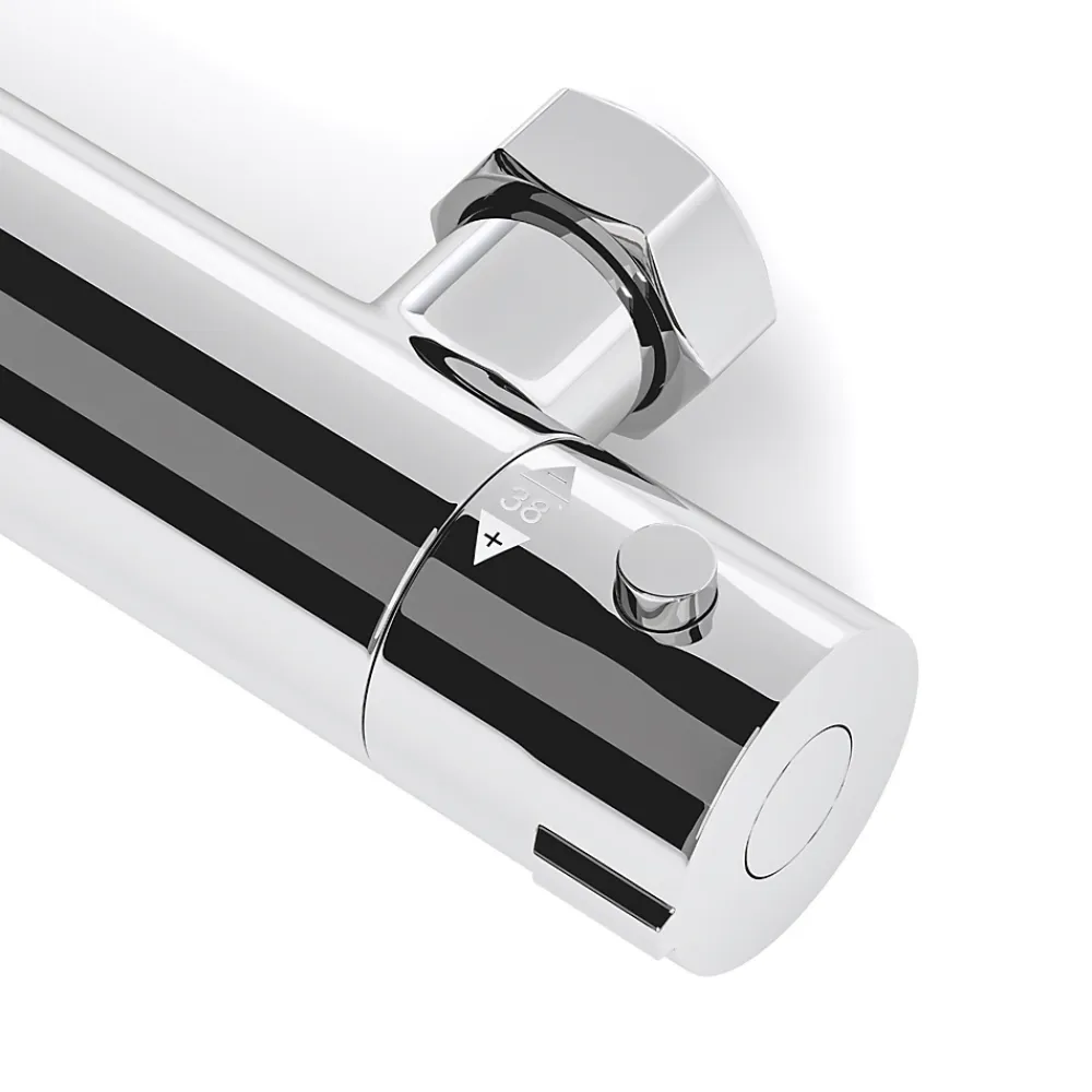 Lomazoo Mitigeur de douche thermostatique chromé - Entraxe 15 cm - avec bouton de sécurité 38C