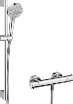 Hansgrohe Mitigeur de douche thermostatique avec douchette, flexible et barre réglable chrome Vernis Blend