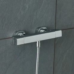 Robinet De Douche|GoodHome Mitigeur de douche thermostatique chromé Teesta