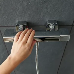 Robinet De Douche|GoodHome Mitigeur de douche thermostatique chromé Teesta