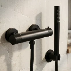 GoodHome Mitigeur de douche thermostatique, noir mat, Owens