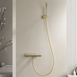 Poalgi Mitigeur de douche thermostatique avec douchette SKY BATH or brossé Inox S304 série SUPREME