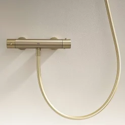 Poalgi Mitigeur de douche thermostatique avec douchette SKY BATH or brossé Inox S304 série SUPREME