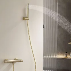 Poalgi Mitigeur de douche thermostatique avec douchette SKY BATH or brossé Inox S304 série SUPREME