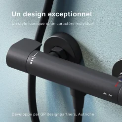 Am.Pm Europe Mitigeur de douche thermostatique Robinet salle de bain Noir, FXA40022 X-Joy AM.PM
