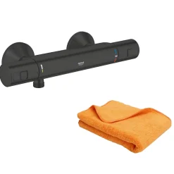 Robinet De Douche|Grohe Mitigeur de douche thermostatique Precision Start noir mat + chiffonnette