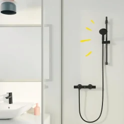 Robinet De Douche|Grohe Mitigeur de douche thermostatique Precision Start noir mat + chiffonnette
