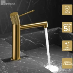 Robinet Lavabo Et Vasque|Imex Mitigeur de Lavabo Anti-Calcaire Bec Bas Or Brossé LINE BDD038-1OC