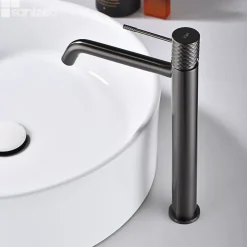 Robinet Lavabo Et Vasque|Imex Mitigeur de Lavabo Anti-Calcaire Bec Haut Black Gun Métal GENOVA BDG053-3BGM