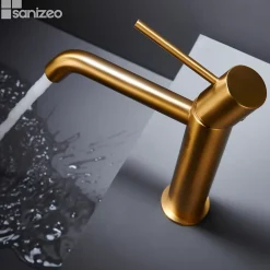 Imex Mitigeur de Lavabo Anti-Calcaire Bec Bas Or Brossé MONZA BDM039-1OC