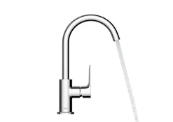Hansgrohe Mitigeur de lavabo avec bec orientable, tirette et vidage chromé, Rebris E 210