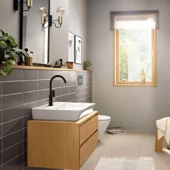 Robinet Lavabo Et Vasque|Hansgrohe Mitigeur de lavabo avec bec orientable, tirette et vidage noir mat, Rebris E 210