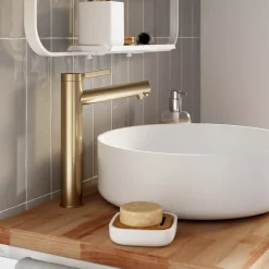 GoodHome Mitigeur de lavabo avec mousseur orientable, taille XL, doré, H.25,7 cm, Maza
