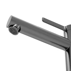 GoodHome Mitigeur de lavabo avec mousseur orientable, taille XL, gun metal, H.25,7 cm, Maza