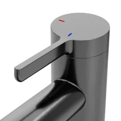 GoodHome Mitigeur de lavabo avec mousseur orientable, taille XL, gun metal, H.25,7 cm, Maza