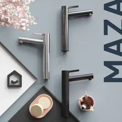 GoodHome Mitigeur de lavabo avec mousseur orientable, taille XL, gun metal, H.25,7 cm, Maza