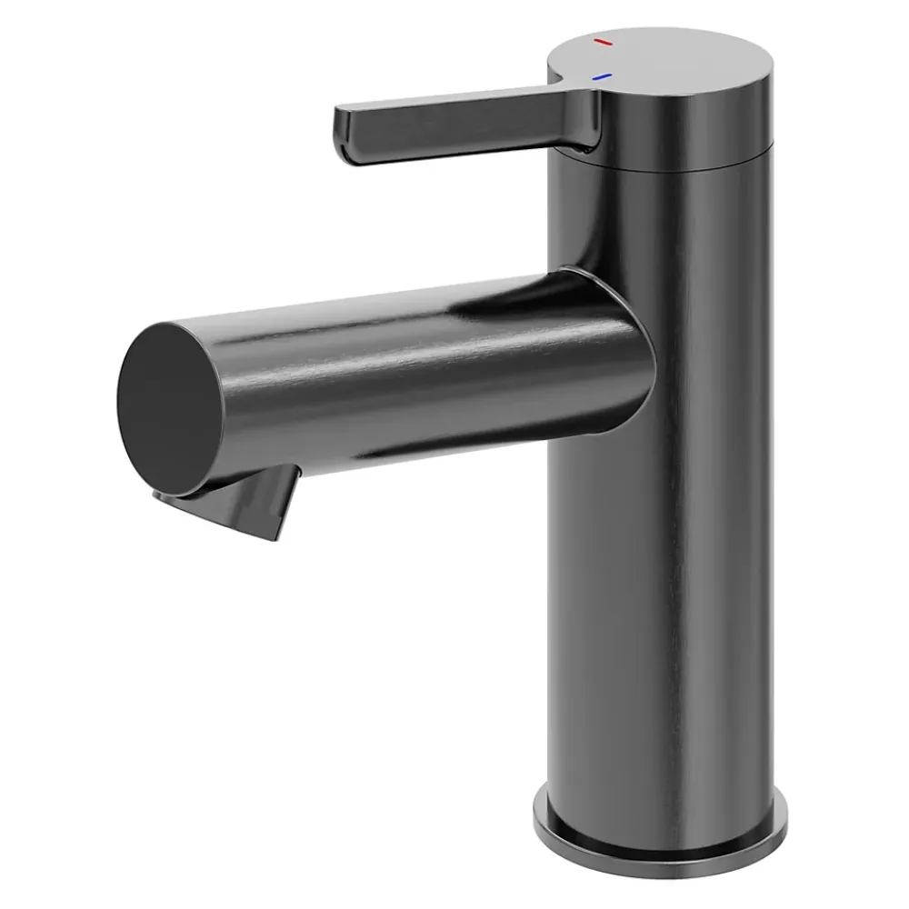 Robinet Lavabo Et Vasque|GoodHome Mitigeur de lavabo avec mousseur orientable, taille M, gun metal, H.14,3 cm, Maza