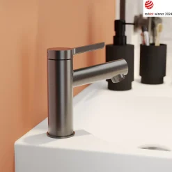 Robinet Lavabo Et Vasque|GoodHome Mitigeur de lavabo avec mousseur orientable, taille M, gun metal, H.14,3 cm, Maza