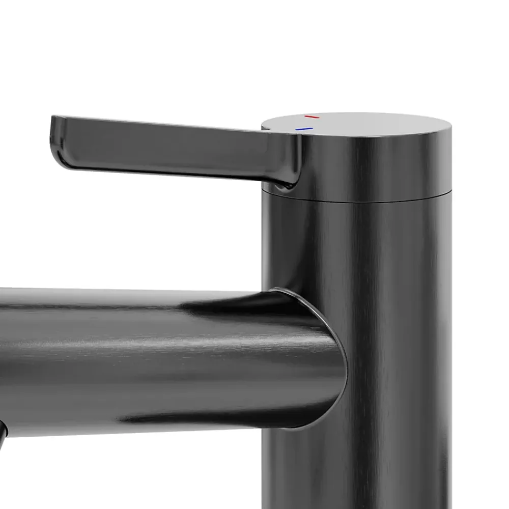 Robinet Lavabo Et Vasque|GoodHome Mitigeur de lavabo avec mousseur orientable, taille M, gun metal, H.14,3 cm, Maza
