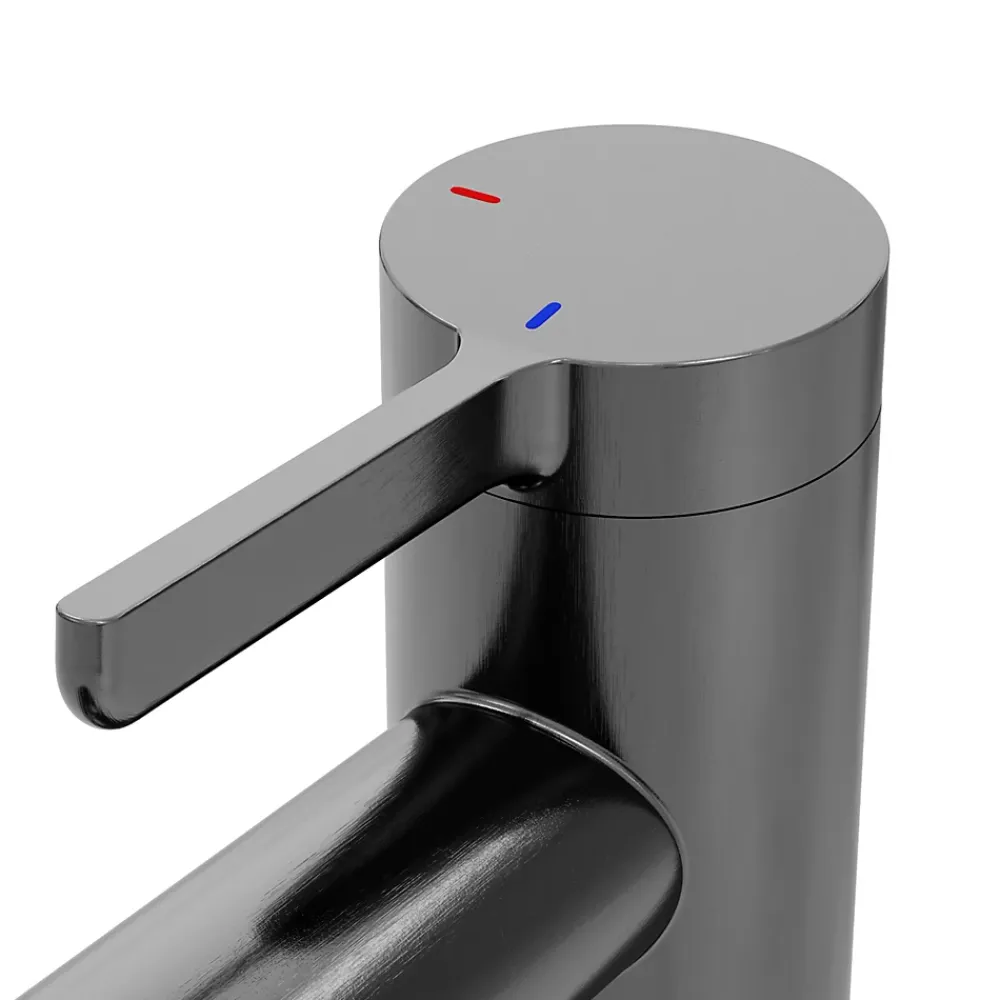 Robinet Lavabo Et Vasque|GoodHome Mitigeur de lavabo avec mousseur orientable, taille M, gun metal, H.14,3 cm, Maza