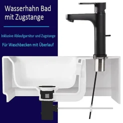 Cecipa Max Mitigeur de lavabo avec Tirette de Vidage, Bonde Incluse, Auralum Max Robinet Salle de Bain Noir Robinetterie en Laiton