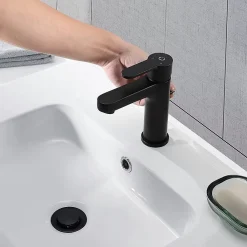 Cecipa Max Mitigeur de lavabo avec Tirette de Vidage, Bonde Incluse, Auralum Max Robinet Salle de Bain Noir Robinetterie en Laiton