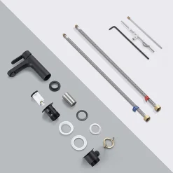 Cecipa Max Mitigeur de lavabo avec Tirette de Vidage, Bonde Incluse, Auralum Max Robinet Salle de Bain Noir Robinetterie en Laiton