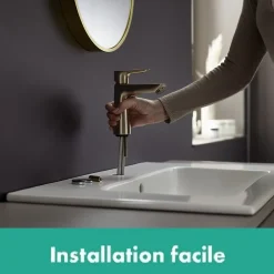 Hansgrohe Mitigeur de lavabo avec tirette et vidage bronze brossé, Talis E 110 EcoSmart