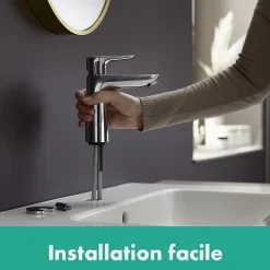 Hansgrohe Mitigeur de lavabo avec tirette et vidage chromé, Talis E 110 EcoSmart