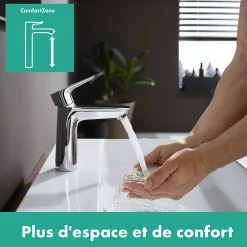 Hansgrohe Mitigeur de lavabo avec tirette et vidage chromé, Talis E 110 EcoSmart
