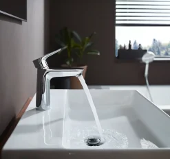 Hansgrohe Mitigeur de lavabo avec tirette et vidage chromé, Talis E 110 EcoSmart