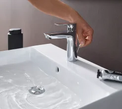 Hansgrohe Mitigeur de lavabo avec tirette et vidage chromé, Talis E 110 EcoSmart