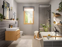 Robinet Lavabo Et Vasque|Hansgrohe Mitigeur de lavabo avec tirette et vidage noir mat, Rebris E 110 CoolStart