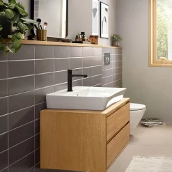 Robinet Lavabo Et Vasque|Hansgrohe Mitigeur de lavabo avec tirette et vidage noir mat, Rebris E 110 CoolStart
