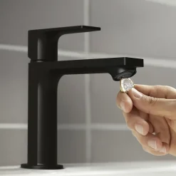 Robinet Lavabo Et Vasque|Hansgrohe Mitigeur de lavabo avec tirette et vidage noir mat, Rebris E 110 CoolStart