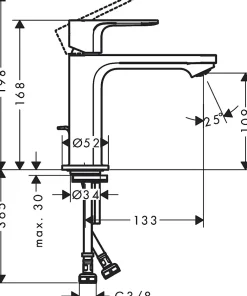 Robinet Lavabo Et Vasque|Hansgrohe Mitigeur de lavabo avec tirette et vidage noir mat, Rebris E 110 CoolStart