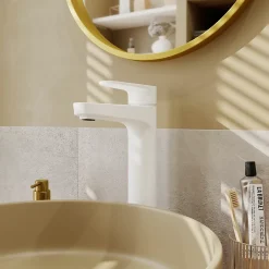 Robinet Lavabo Et Vasque|GoodHome Mitigeur de lavabo blanc Cavally XL